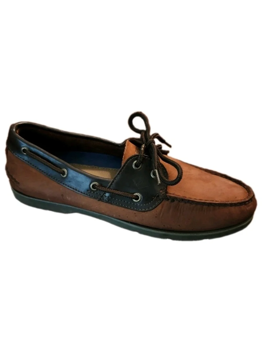 Sperry Top Sider Men's 10M Brown Two-Tone Suede Leather Boat Shoes Rubber Sole
